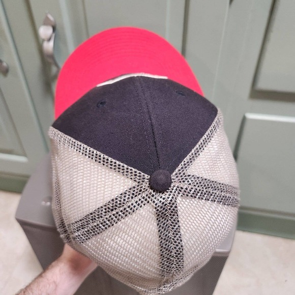 Patagonia Fitz Roy Hex Mountain Spellout Logo Mesh Trucker Snapback Hat Cap OSFA - Picture 9 of 11